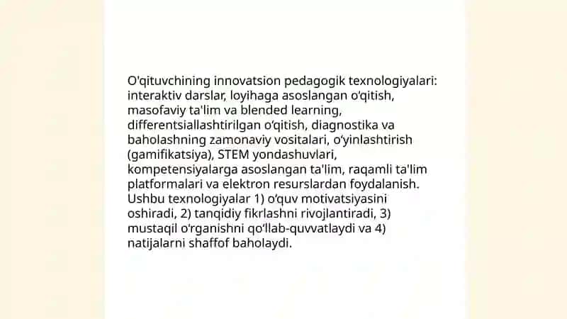 O'qituvchining innovatsion pedagogik texnologiyalari 3