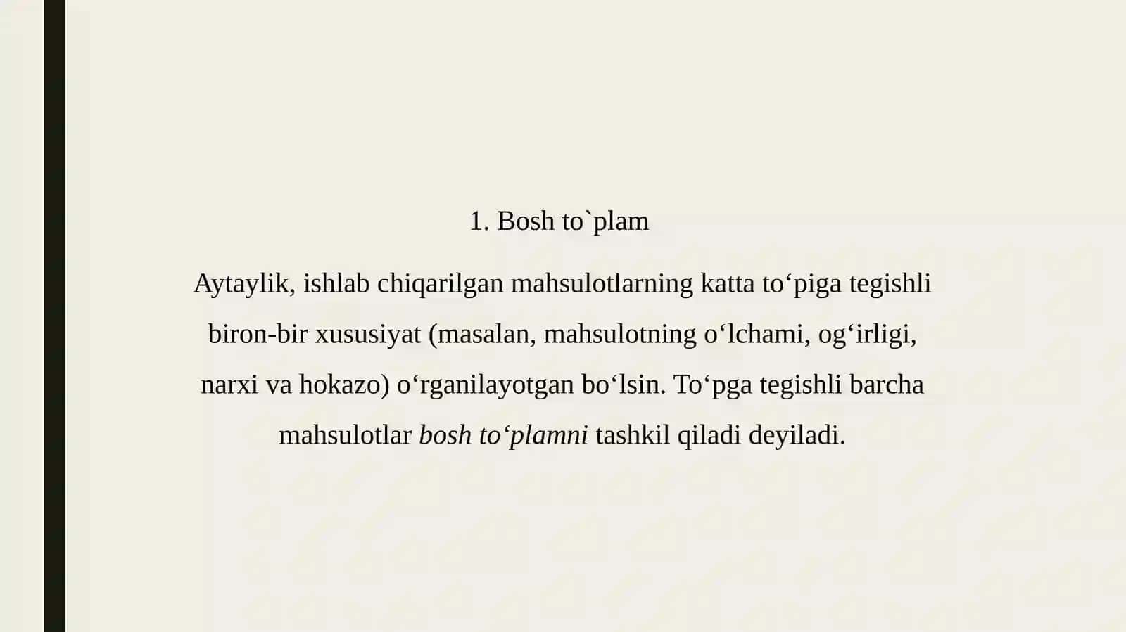 Bosh va tanlanma to`plam 3