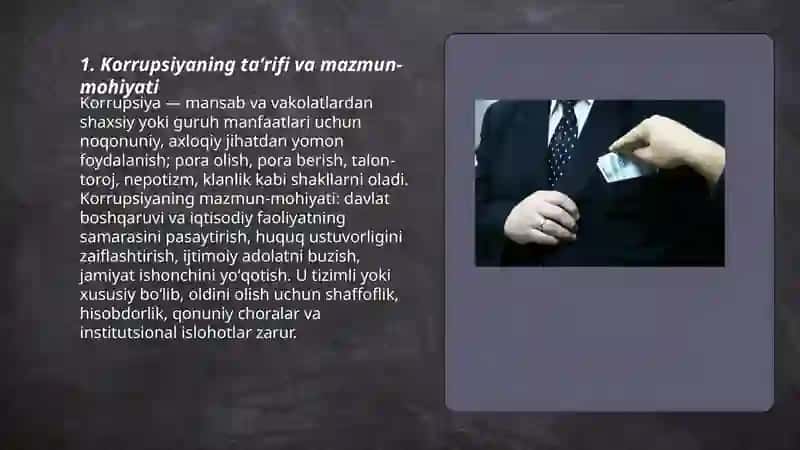 Korrupsiyaga qarshi kurashishning mazmun mohiyati 3