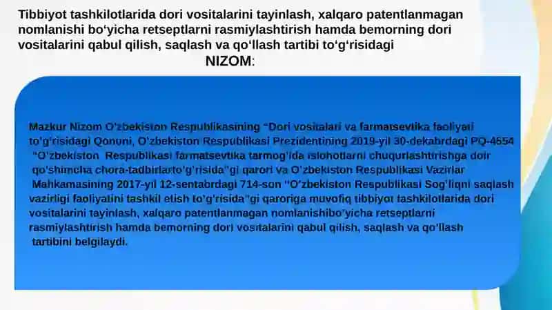 O’ZBEKISTON RESPUBLIKASI PREZIDENTINING RETSEPTLARIGA ASOSLANGAN QONUN VA FFARMOYISHLARI 3