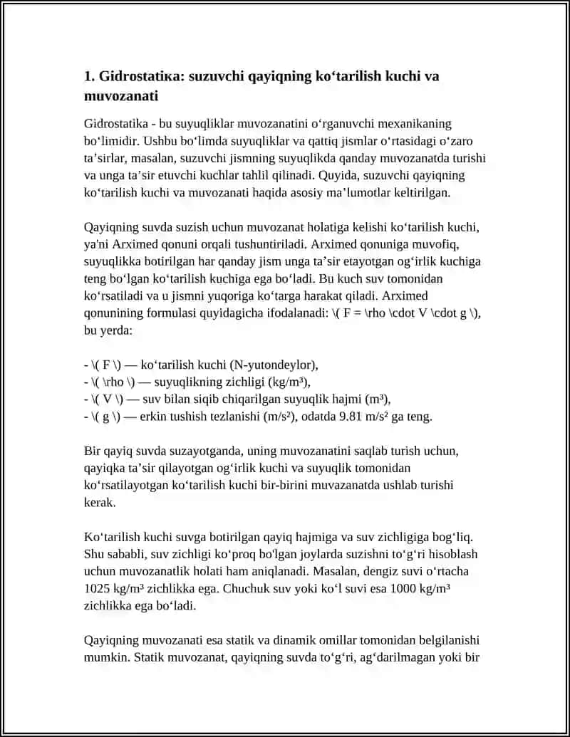 SUYUQLIK SIRTIDA SUZAYOTGAN QAYIQ YOKI KEMANING HARAKATI 3