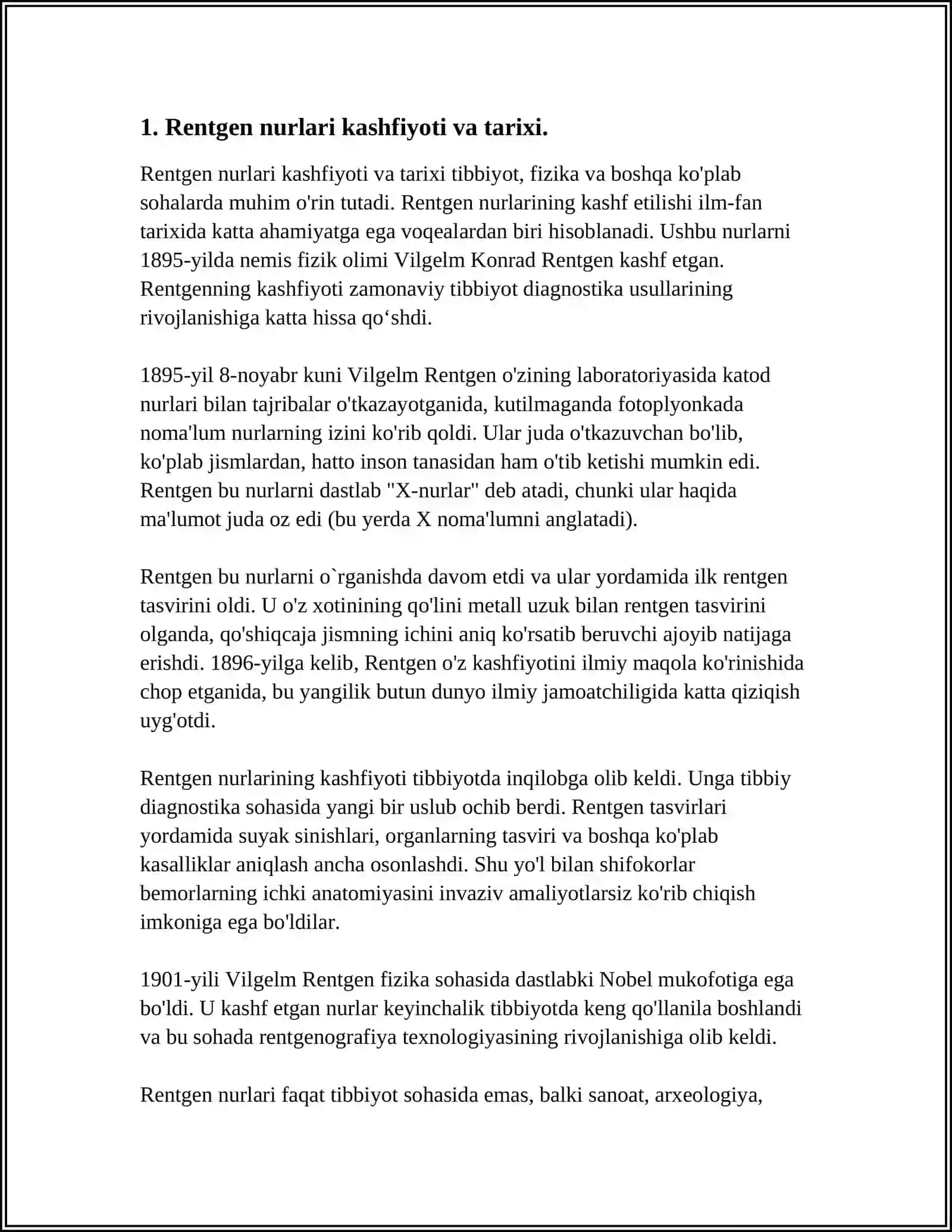 Rentgen nurlari oʻrganish tarixi va texnologiyalari 3