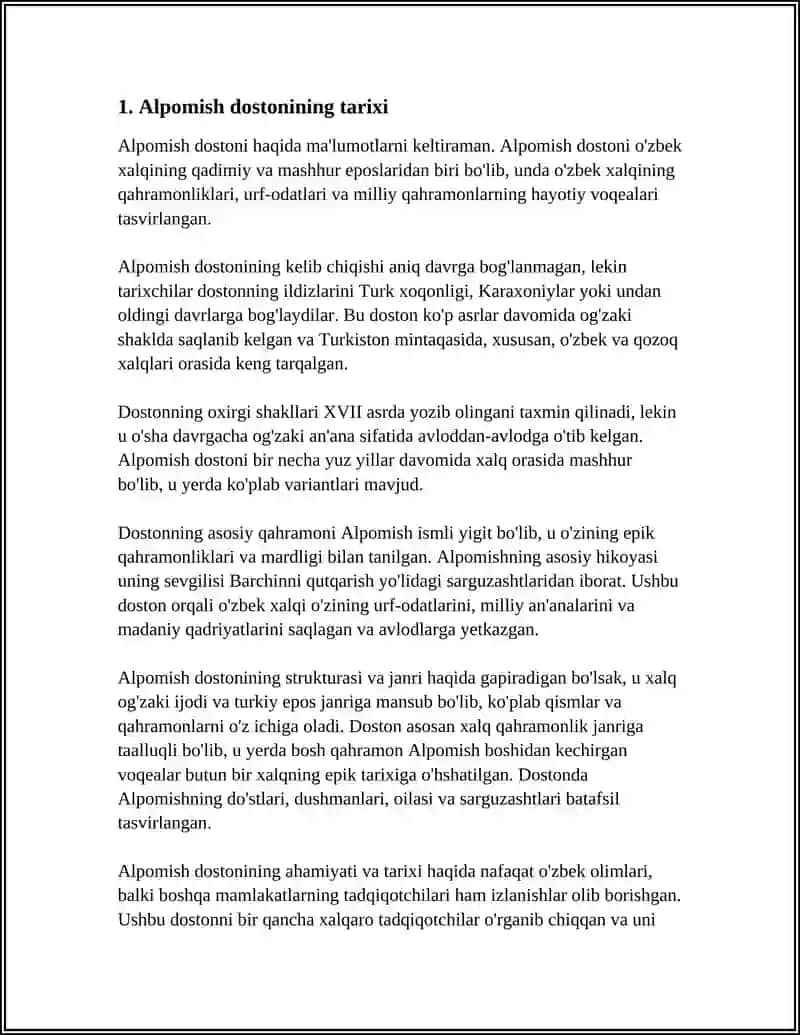 ALPOMISH DOSTONIGA MUSTAQIL ISH 3