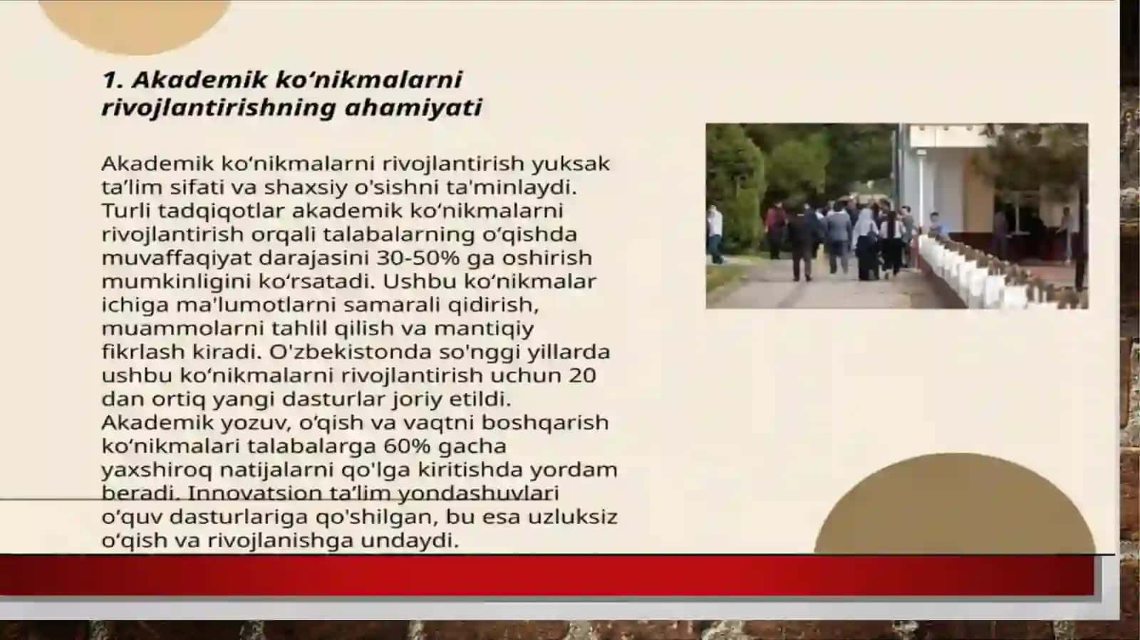Akademik ko'nikmalarning talabalar faoliyatidagi ahamiyati va dolzarbligi AKKK 3