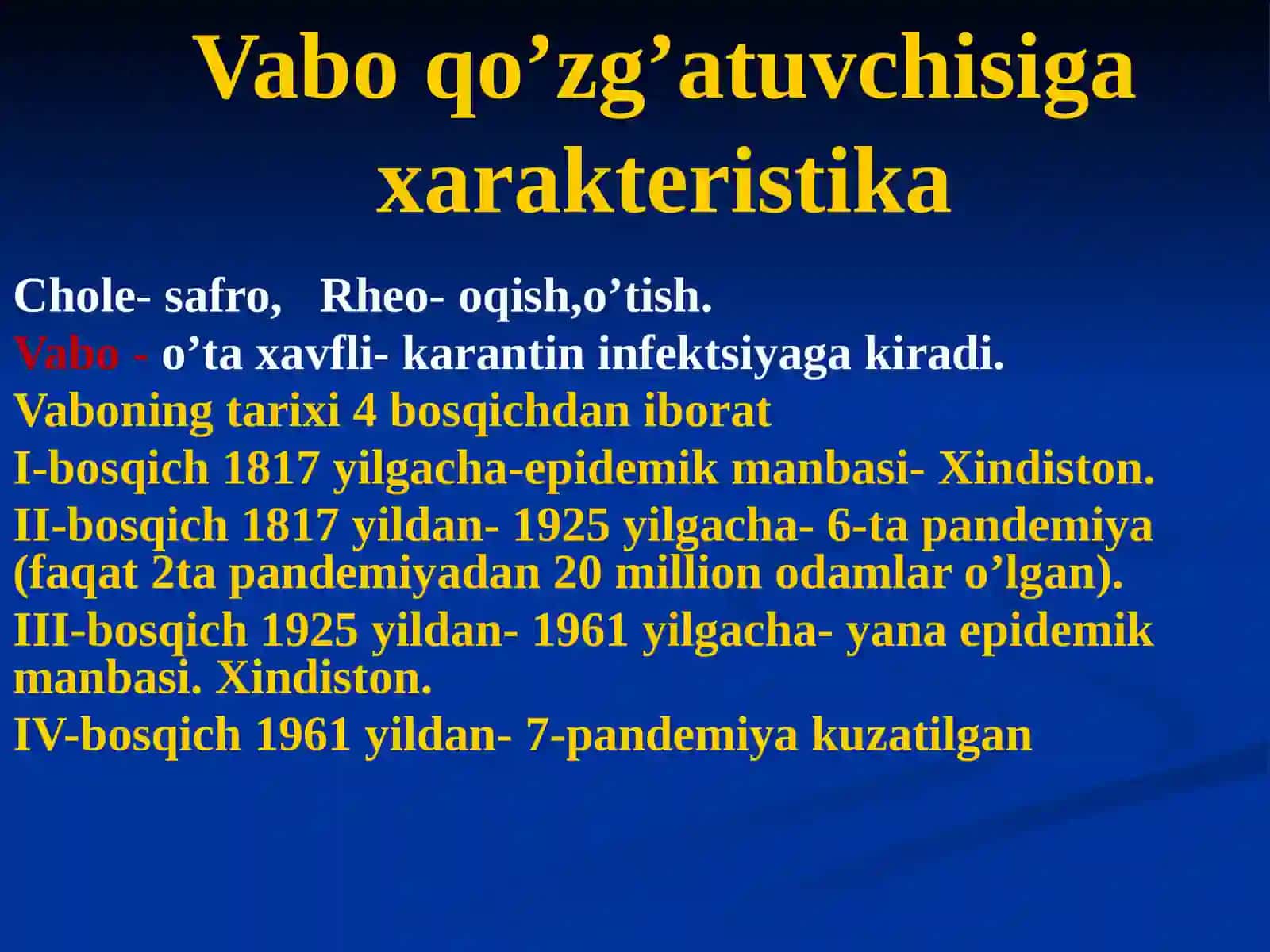 Patogen oʼta xavfli bakteriyalar.Vabo,kuydirgi,qoʼzgʼatuvchilari 3