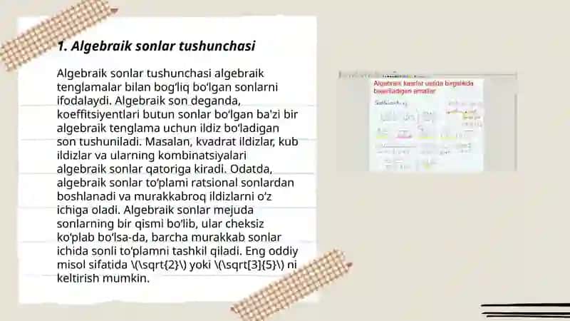 Algebraik sonlar maydoni 3