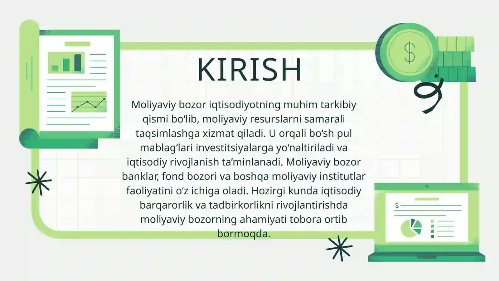Moliyaviy bozor va uning moliyaviy resurslardan samarali foydalanishni ta'minlashdagi ahamiyati 3