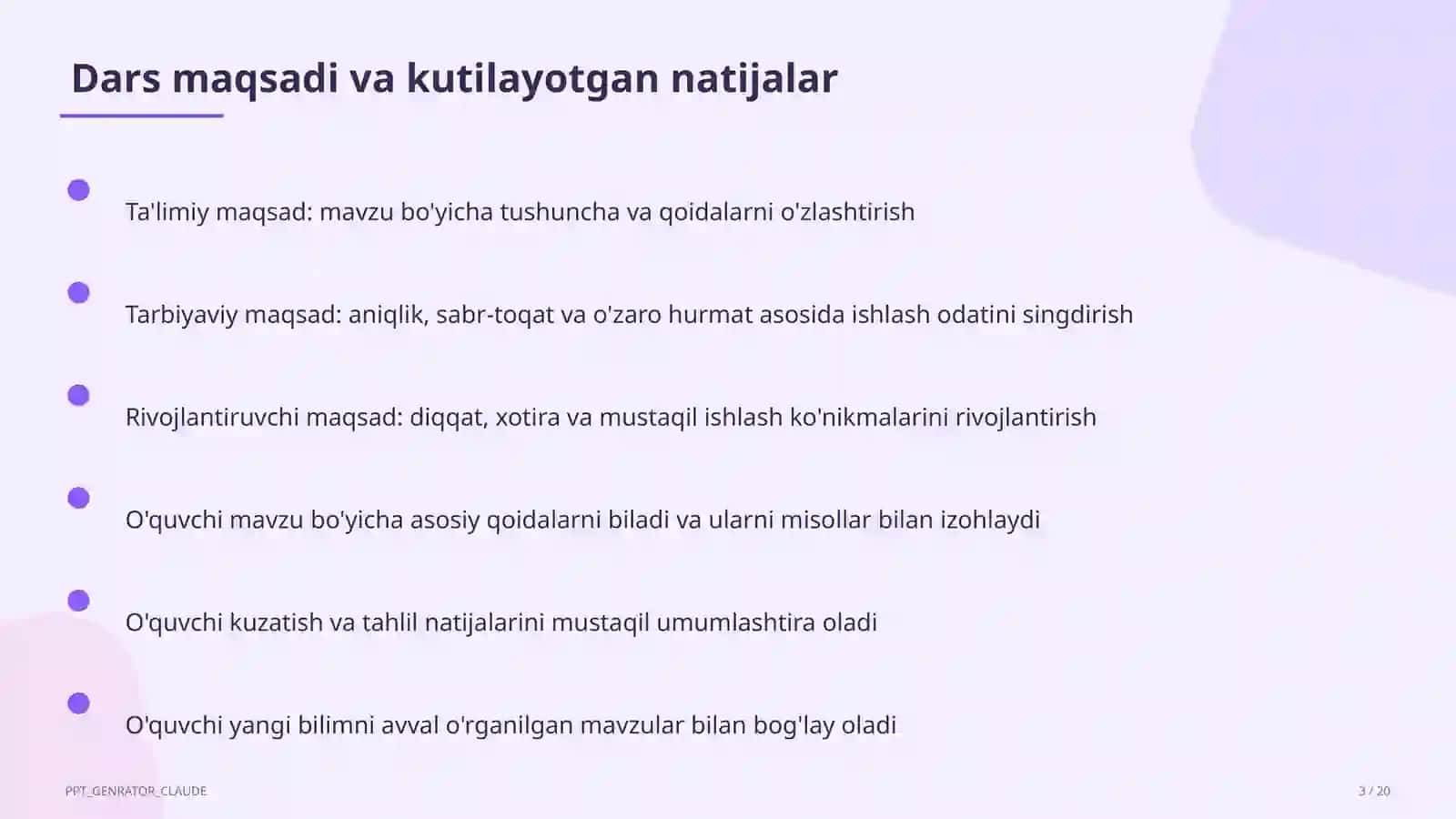 Dars rejasi 3