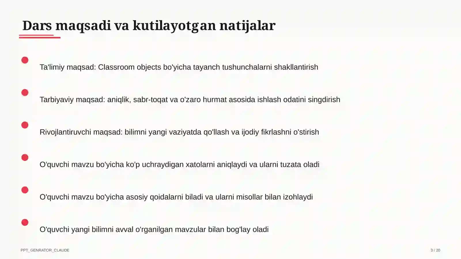 Dars rejasi 3