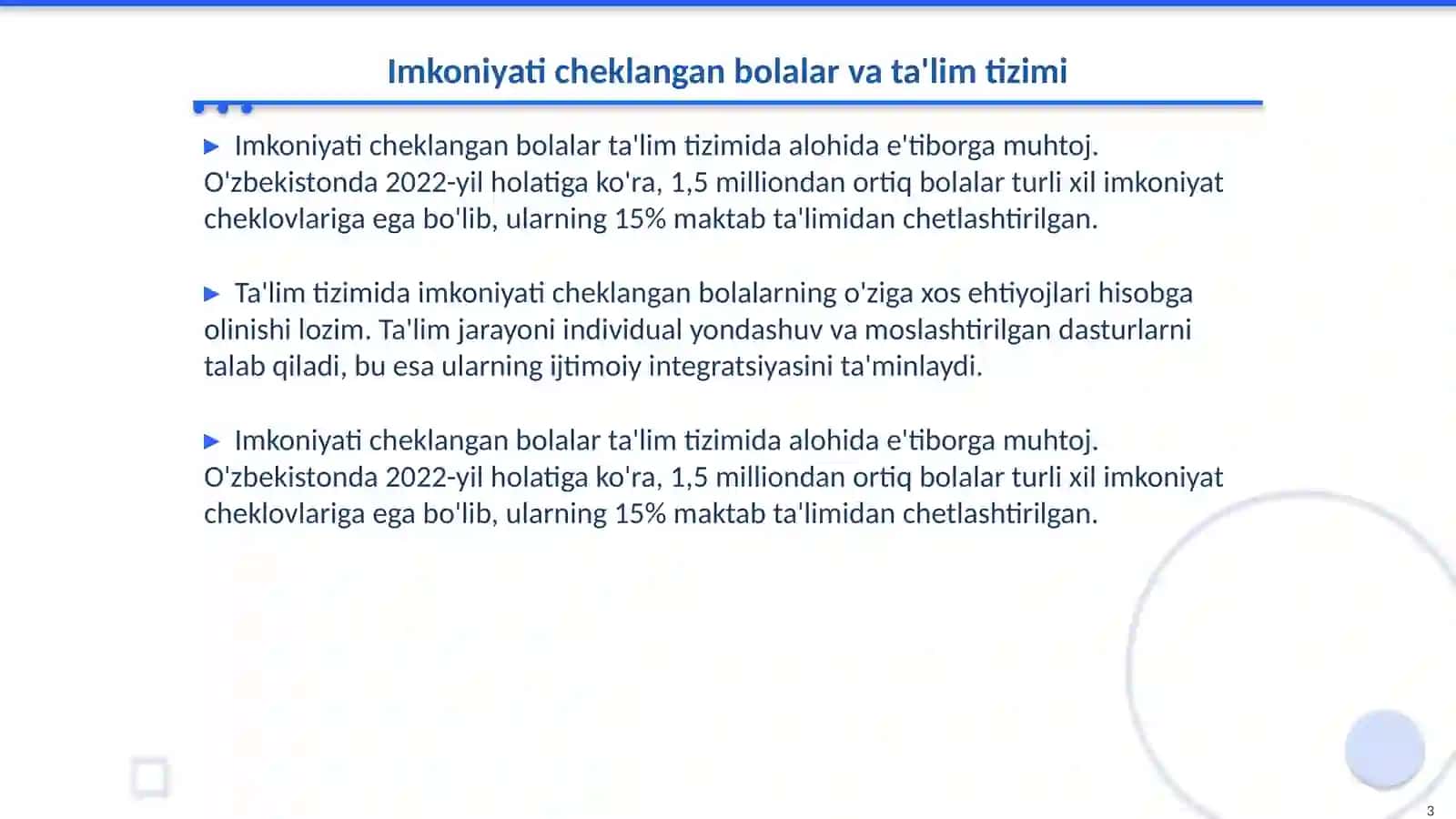 Imkoniyati cheklangan bolalarga maktab va sinf xonalarini moslashtirish va korreksion yordam ko‘rsatishning huquqiy, pedagogik aspektlari 3