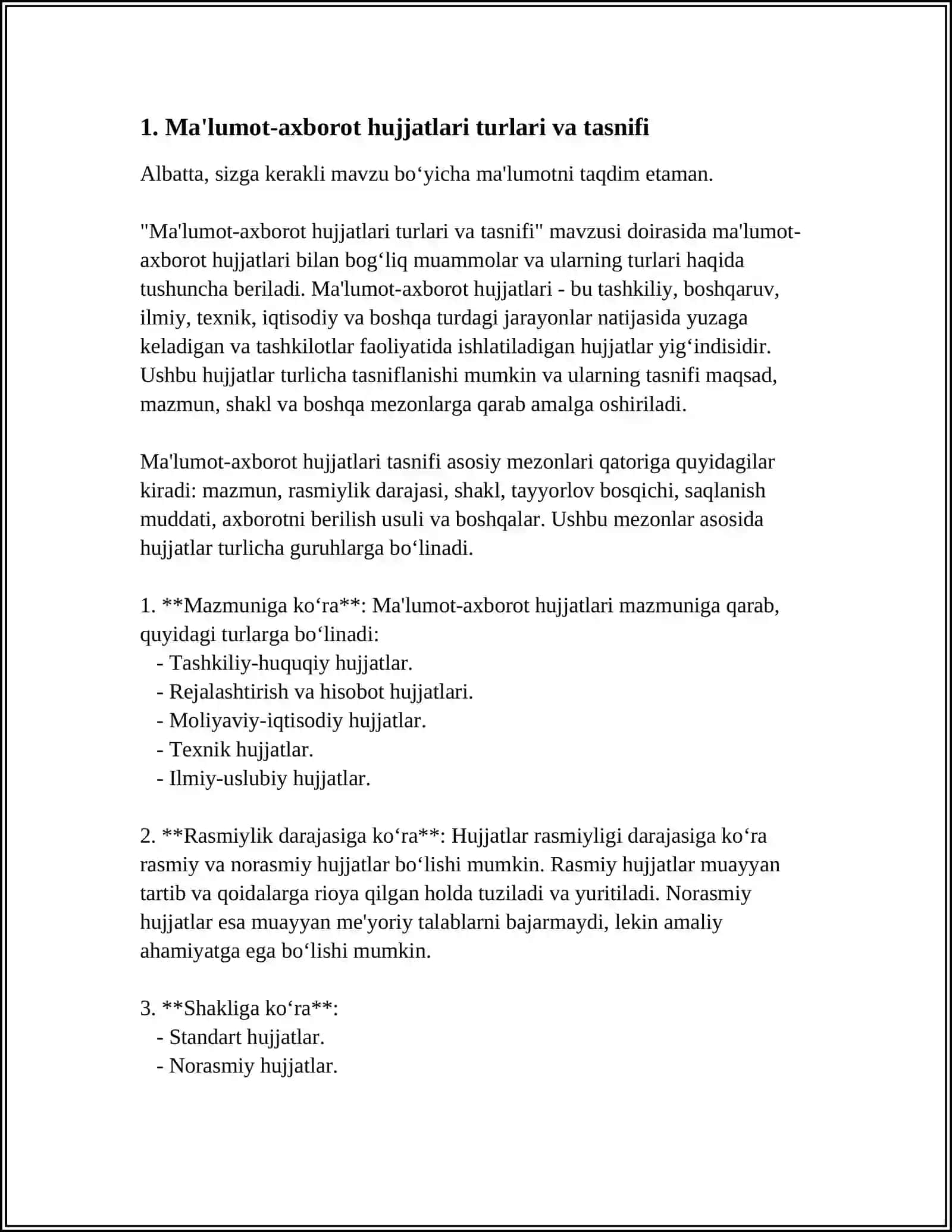 MA'LUMOT-AXBOROT HUJJATLARI VA ULAR BILAN ISHLASHDAGI MUAMMOLAR 3