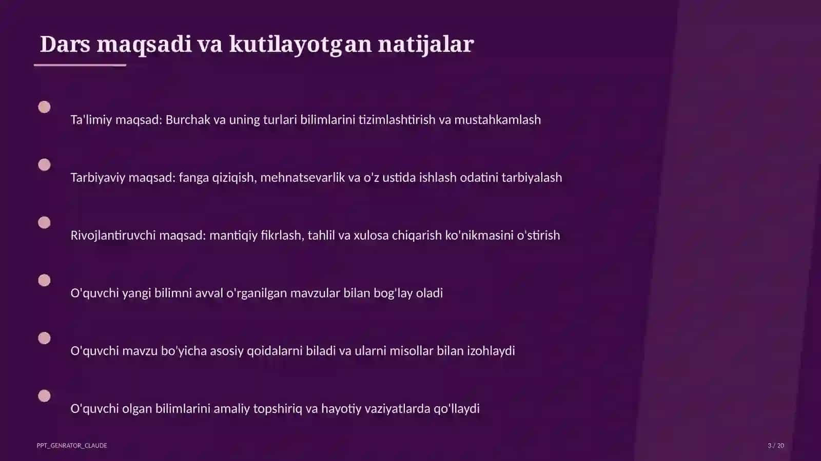 Burchak va uning turlari (4-sinf) 3