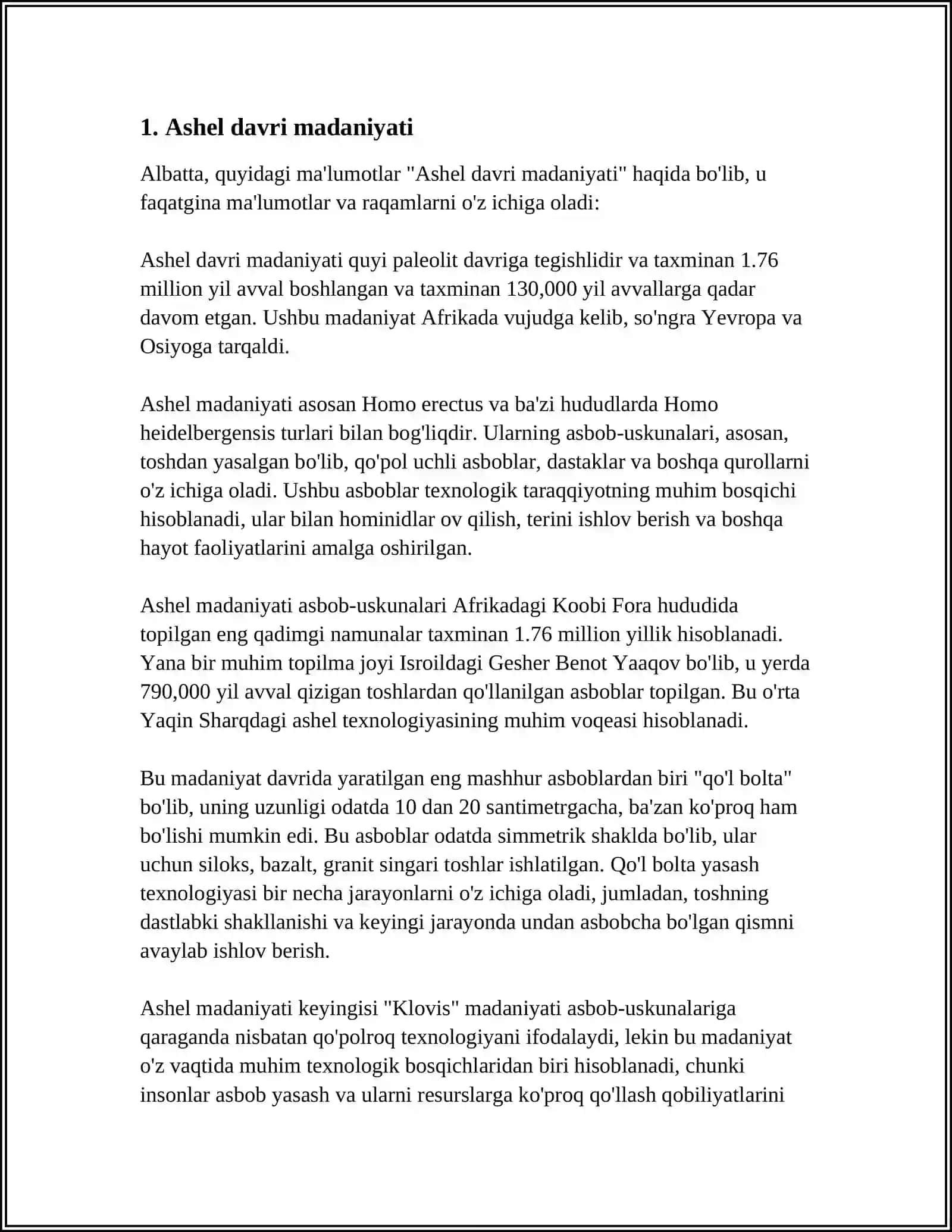 ASHEL DAVRI ARXEOLOGIK YODGORLIKLARI 3