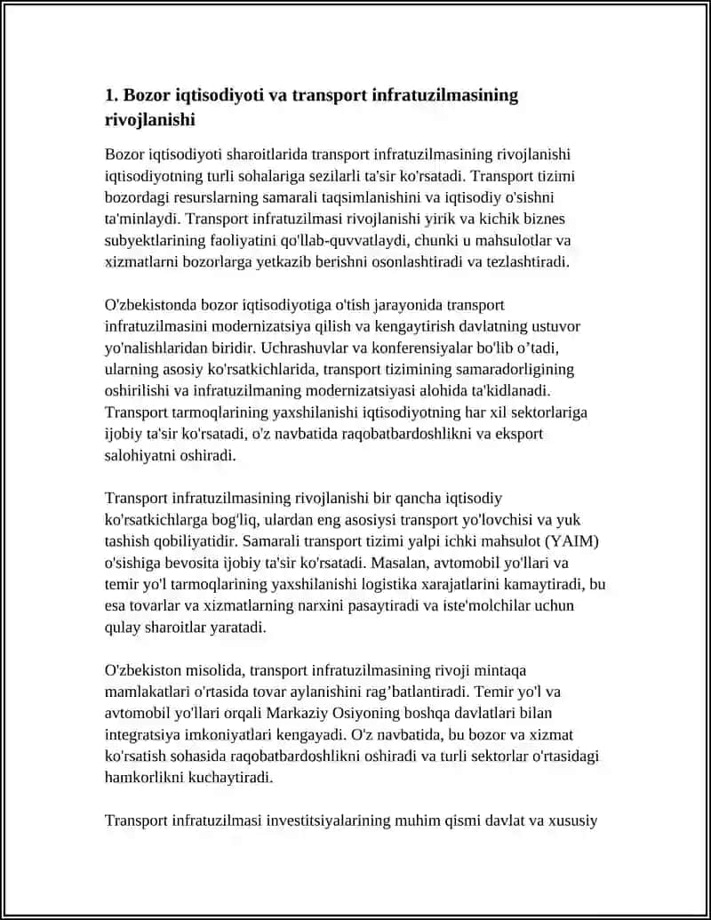 BOZOR IQTISODIYOTI SHAROITLARI TRANSPORT ISHIGA TASIRI 3