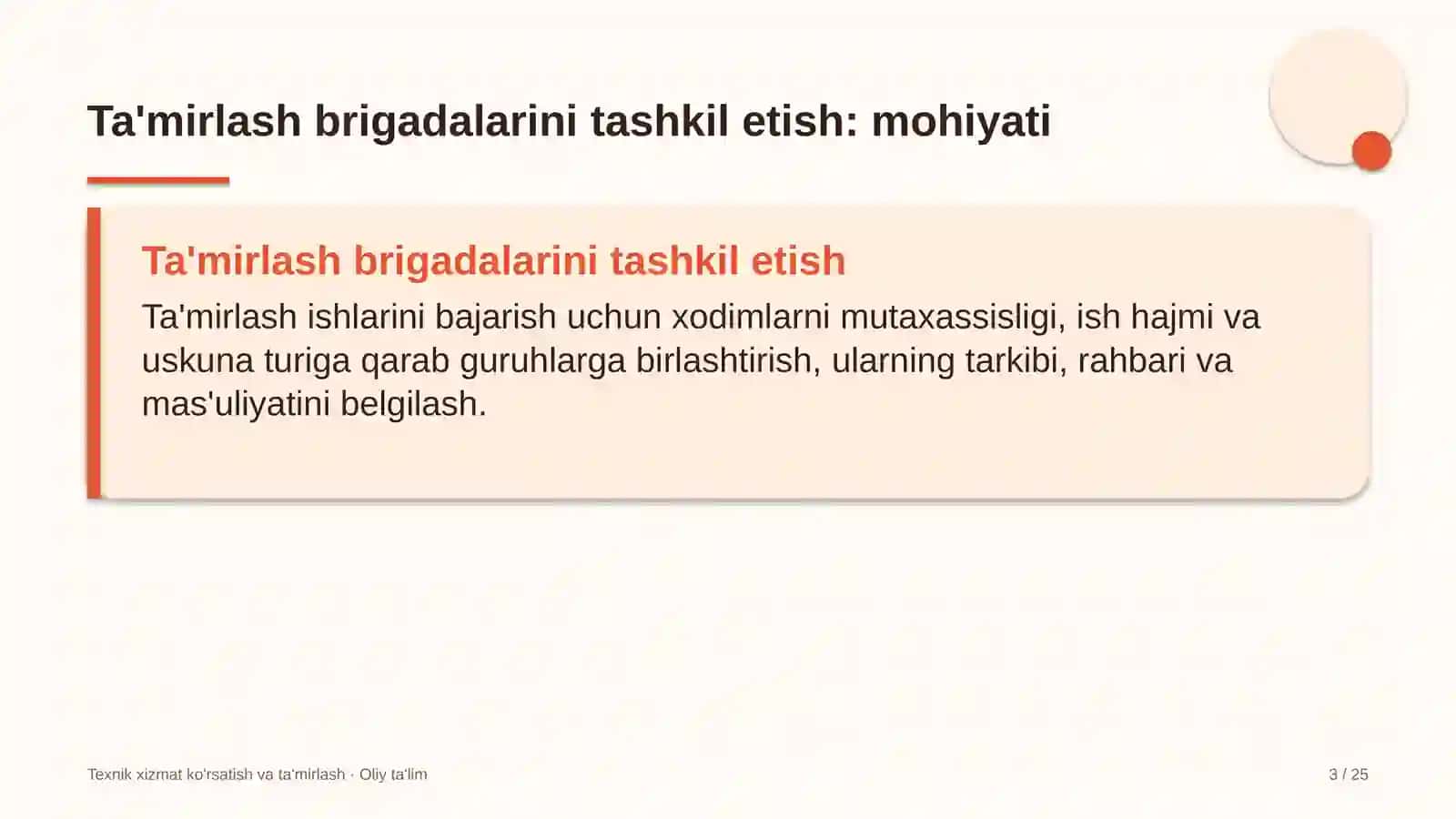 restoranlarda ta'mirlash brigadalarini tashkil etish 5096 3