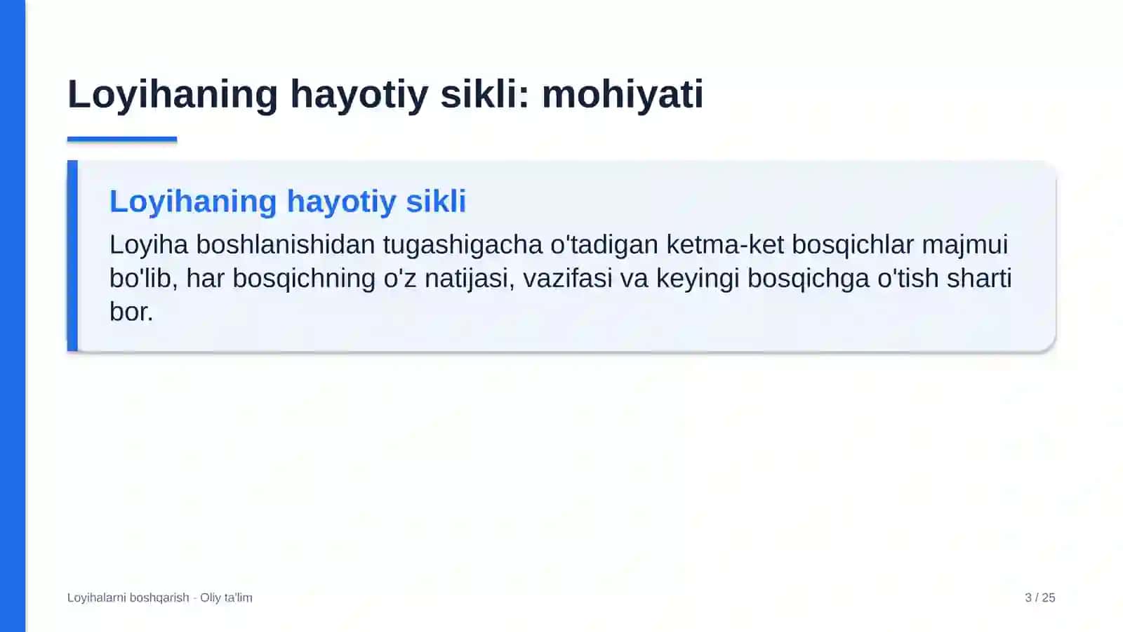 o'tov lagerlarida loyihaning hayotiy sikli 3921 3