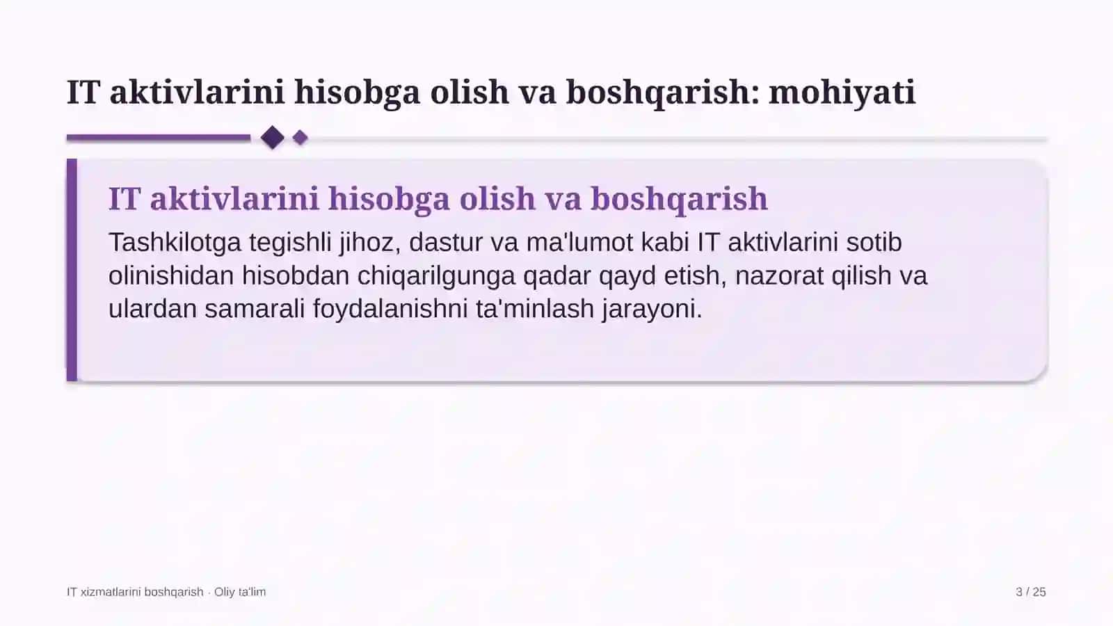 qimmatli qog'ozlar bozorida axborot texnologiyalari aktivlarini hisobga olish va boshqarish 7960 3