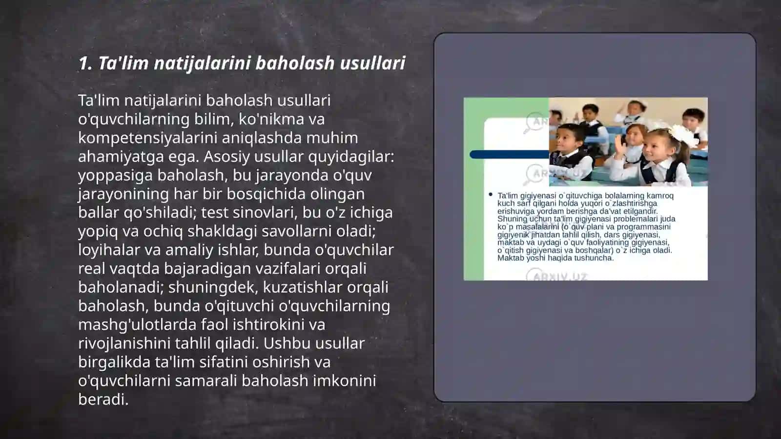 Ta'lim olganlikni tashxis etish 3