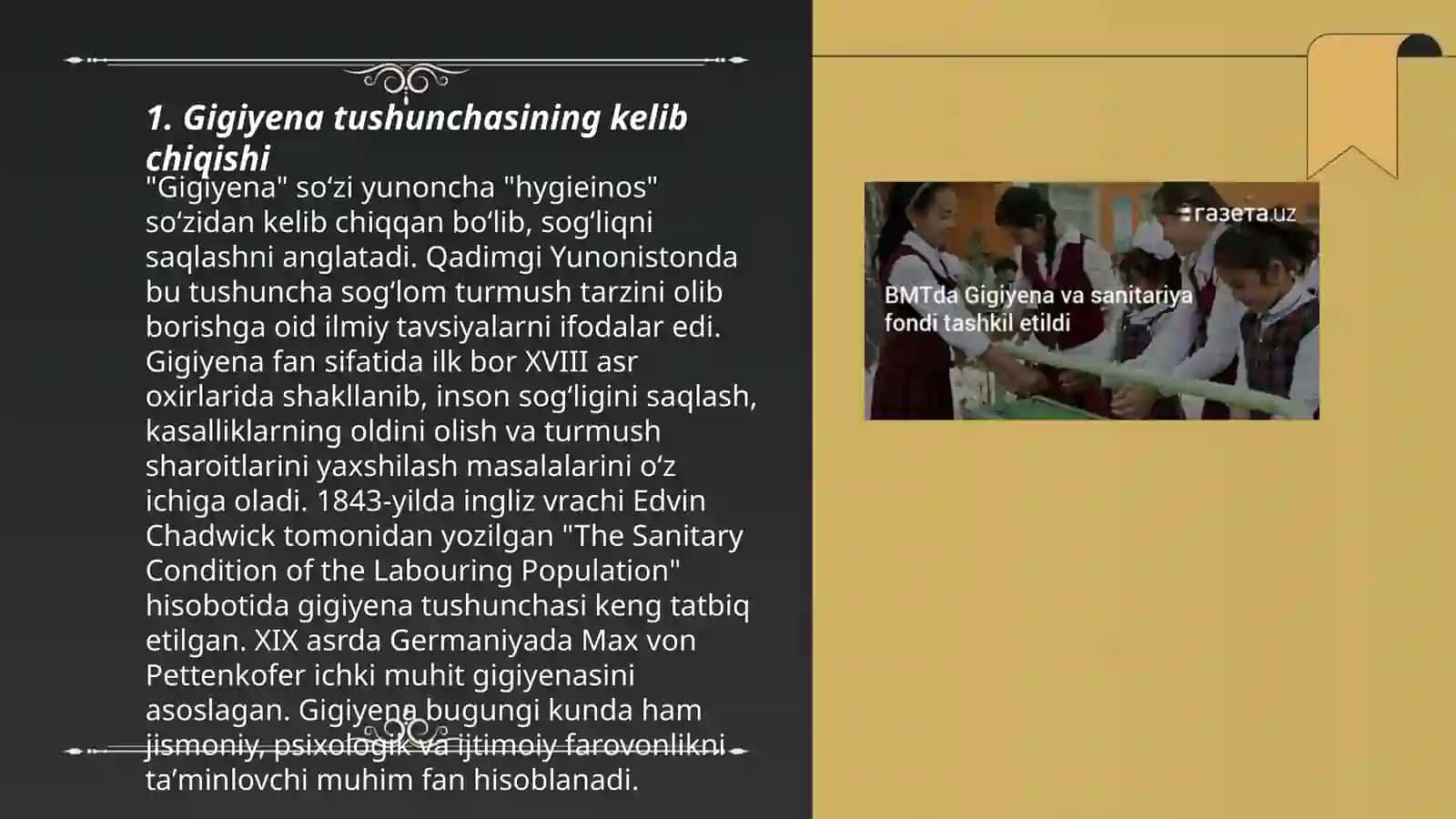 Gigiyenaning qadimgi davrda shakillanishi XIX va XX asr dagi taraqqiyoti 3
