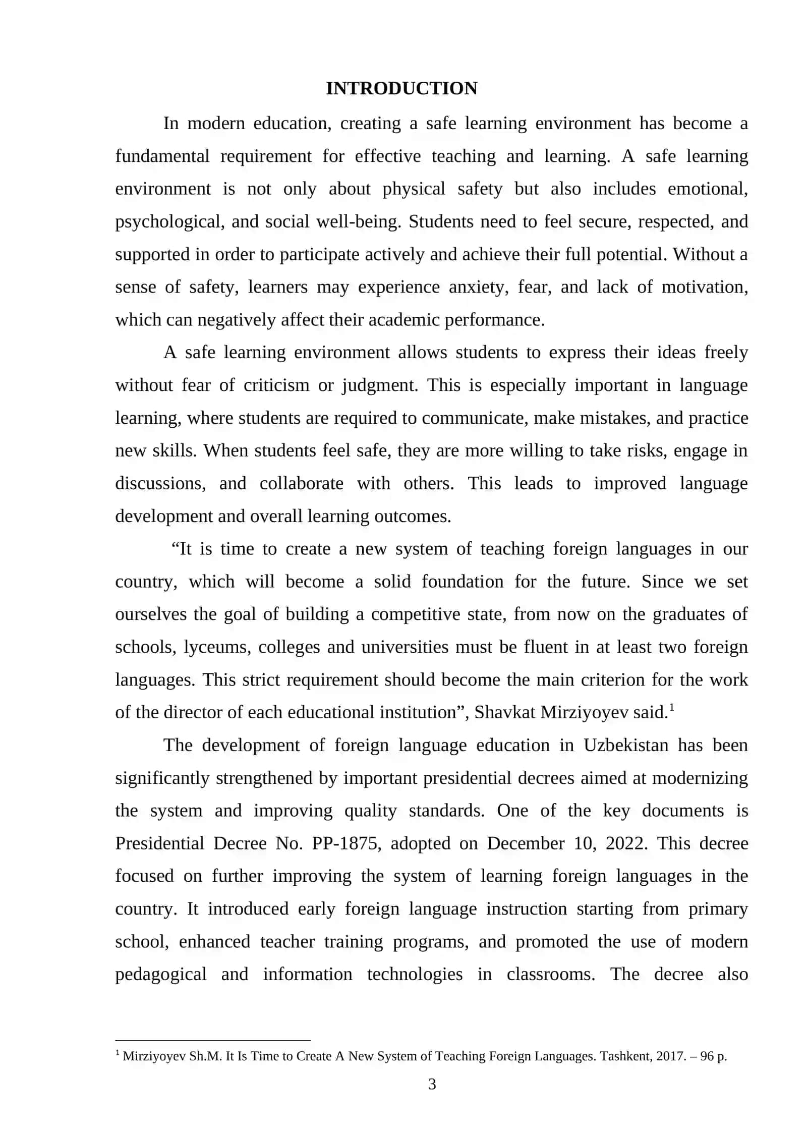 Creating Safe Learning Environments 3
