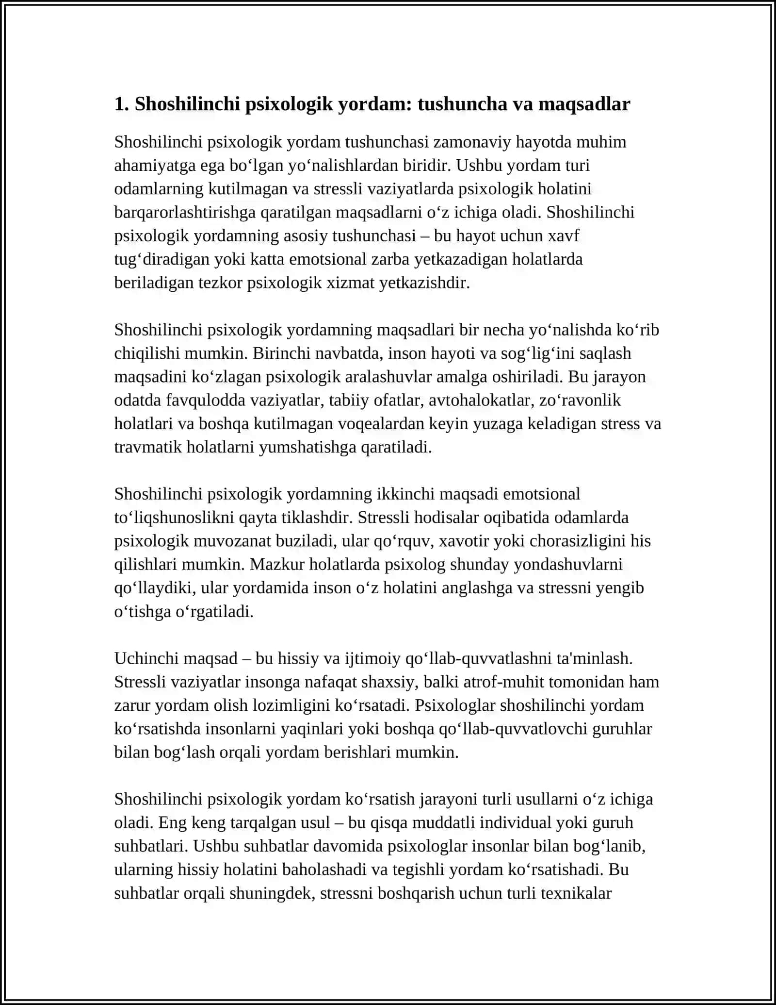 SHOSHILINCH PSIXOLOGIK YORDAM 3