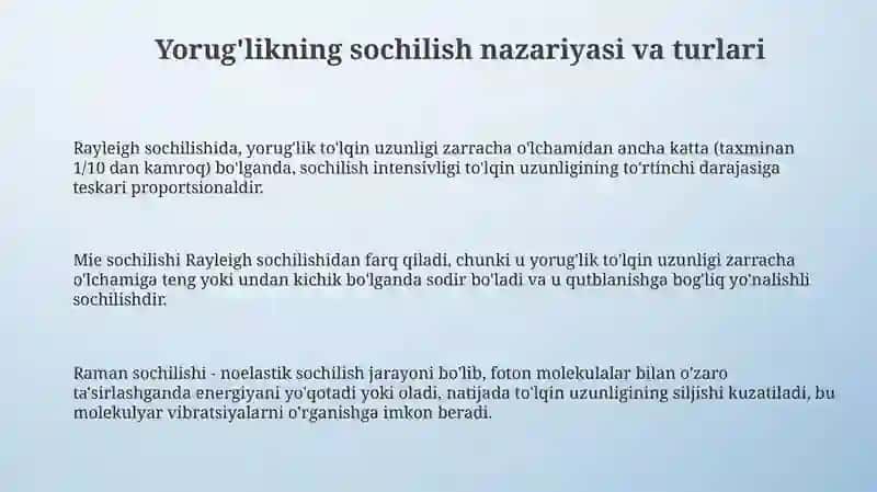 Yoruğlik sochilishi. Spektroskopiya. Spektor turlari 3