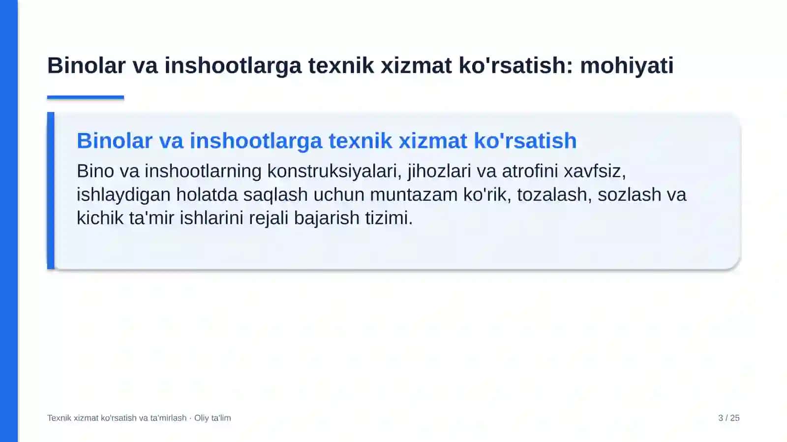 qishloq xo'jaligi mashinasozligida binolar va inshootlarga texnik xizmat ko'rsatish 6554 3