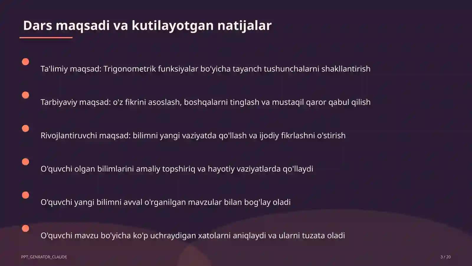 Trigonometrik funksiyalar (10-sinf) 3