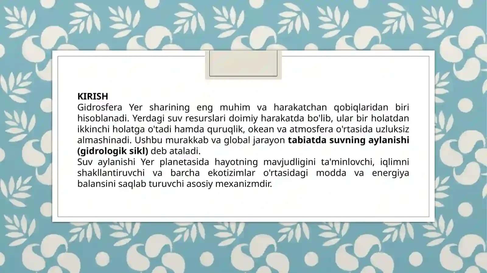 Katta suv aylanishi va uni hosil qiluvchi omillar 3