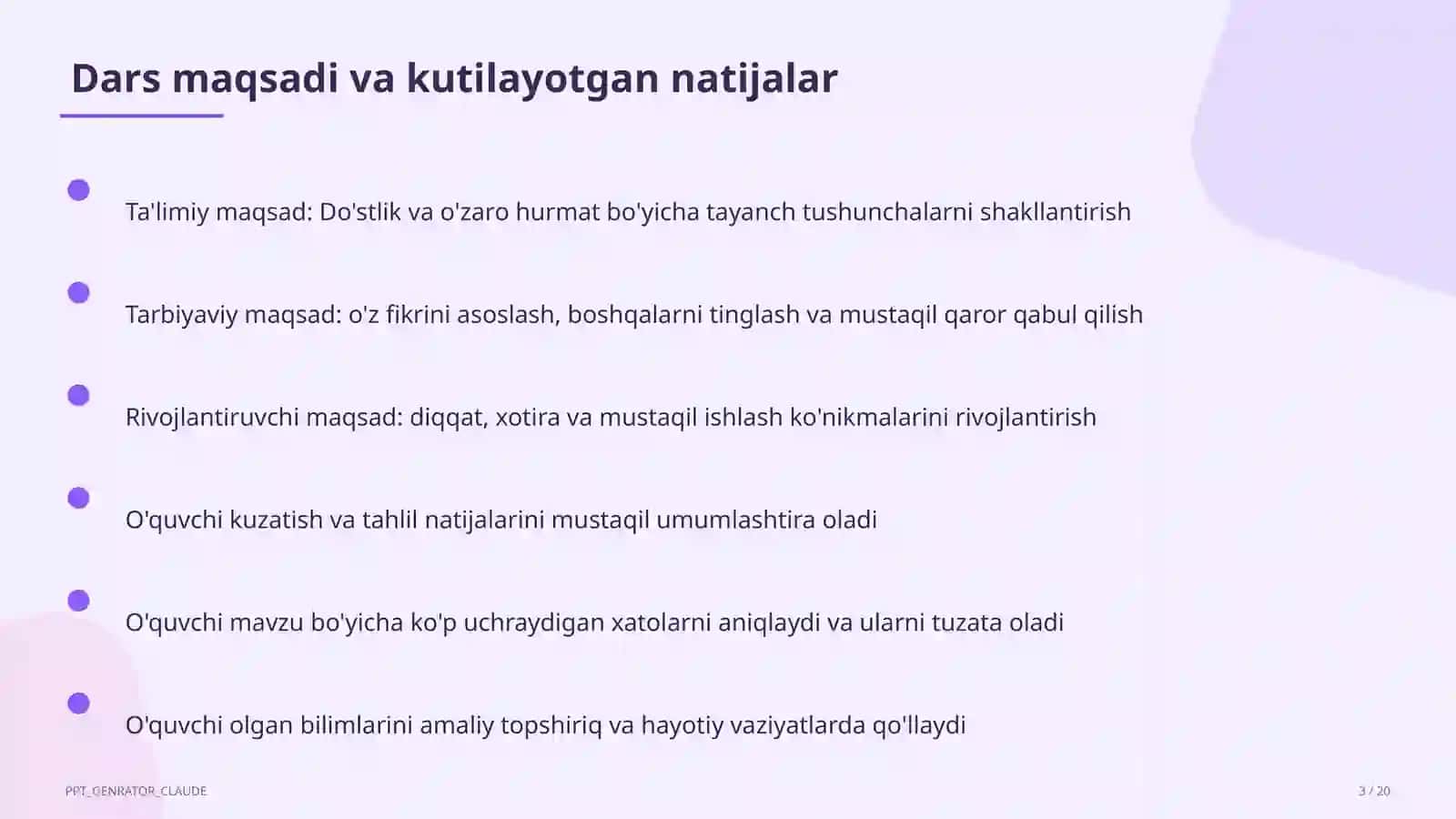 Maqsad va kutilayotgan natijalar 3