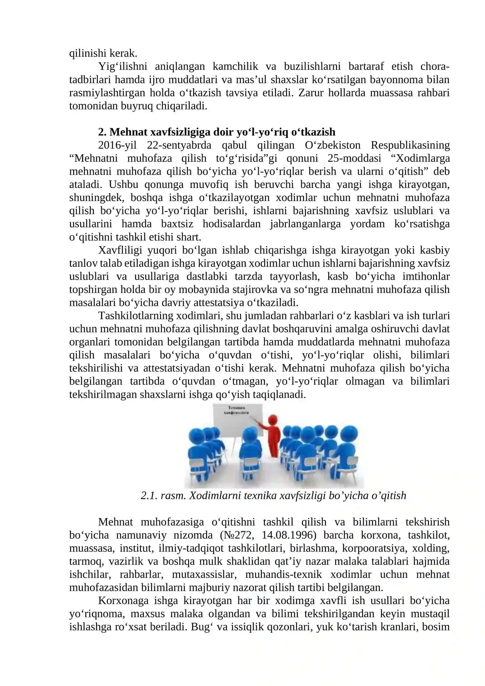 Xavfsiz faoliyatni tashkil qilishda xodimlar bilimini tekshirish va o’qitish 3