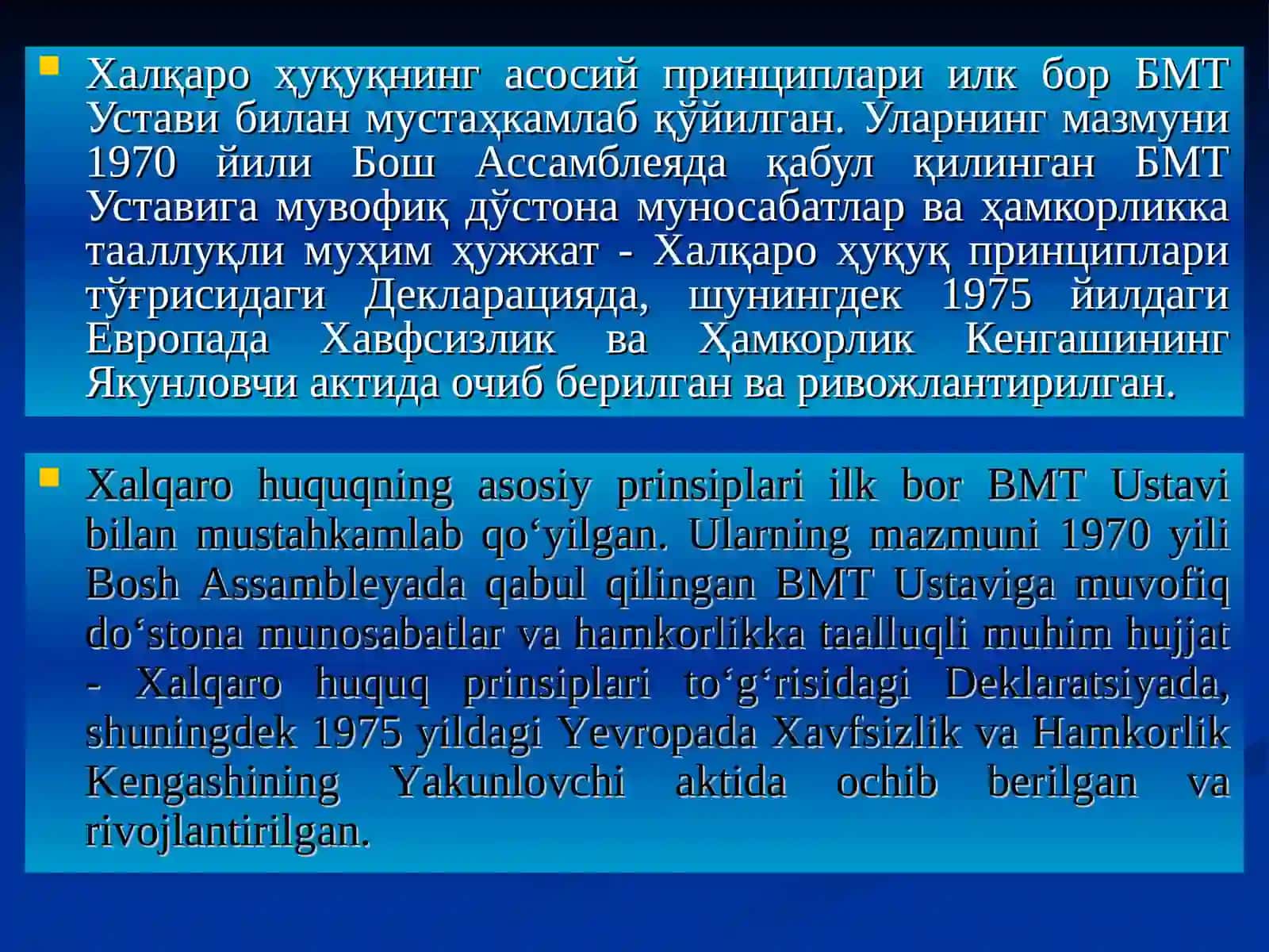 ЗАМОНАВИЙ ХАЛҚАРОҲУҚУҚНИНГ АСОСИЙПРИНЦИПЛАРИ ВА ХАЛҚАРО ҲУҚУҚДА ЖАВОБГАРЛИК 3