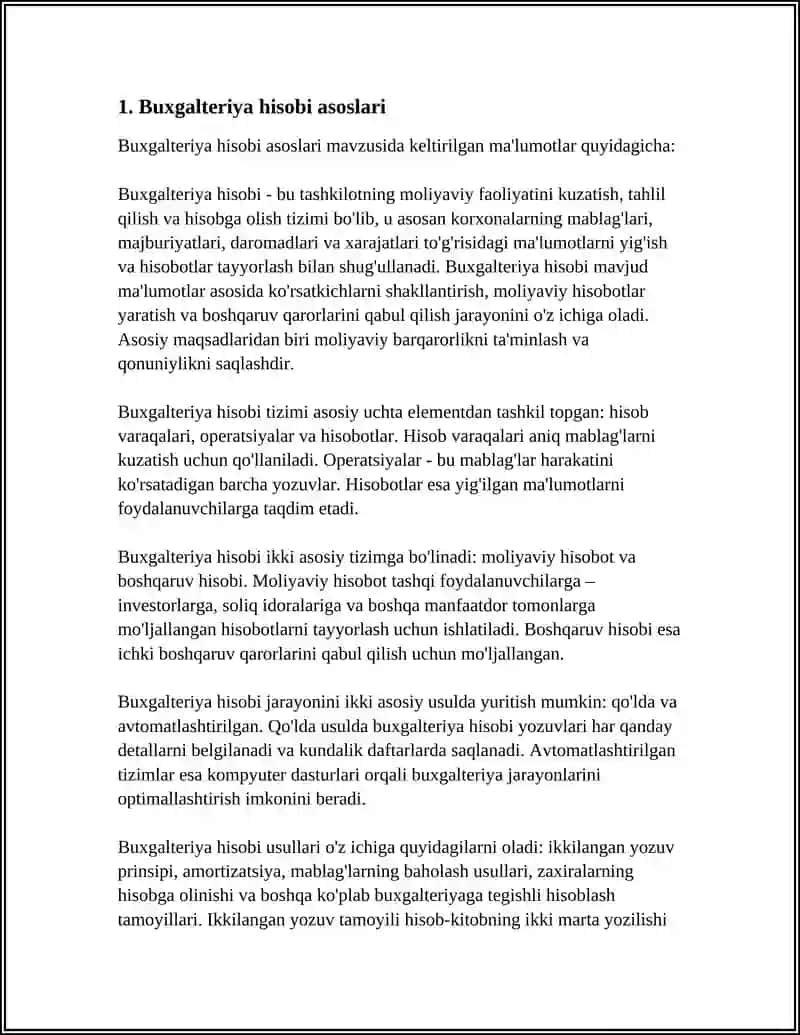 MUSTAQIL ISH Mavzu: BUGALTERIYA HISOBI TIZIMI MAN'BALARI 3