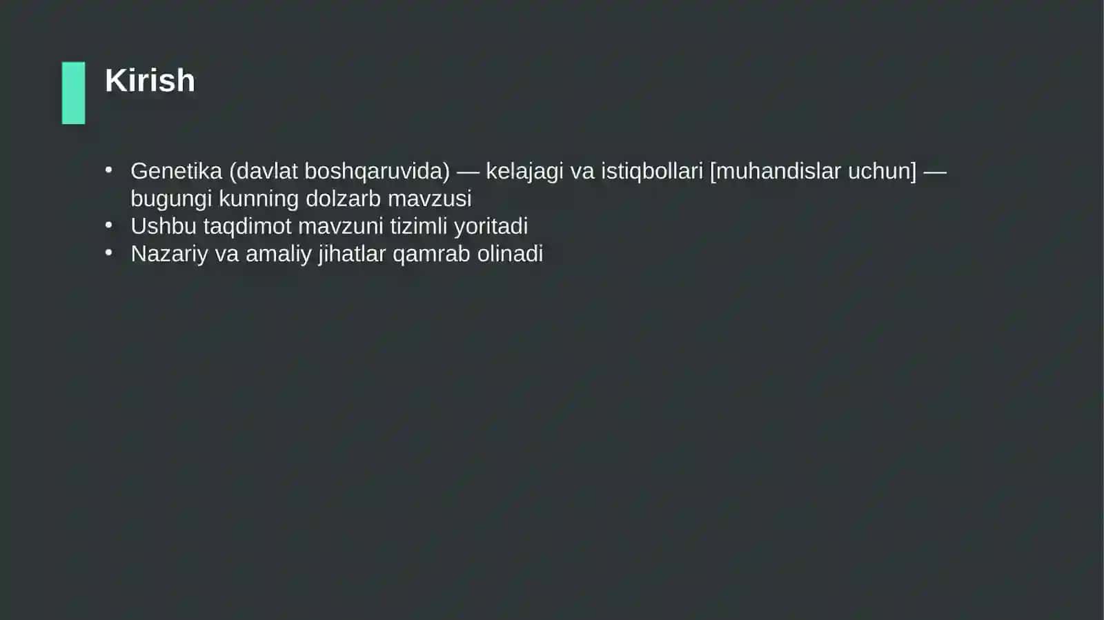 Genetika (davlat boshqaruvida) — kelajagi va istiqbollari [muhandislar uchun] 3