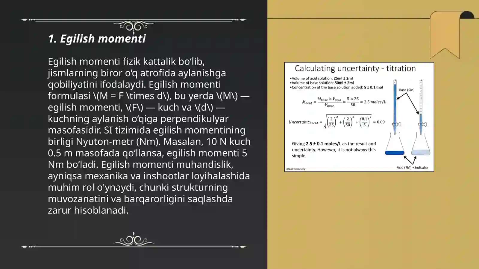 Statik aniq balkani egilishga hisoblash 3