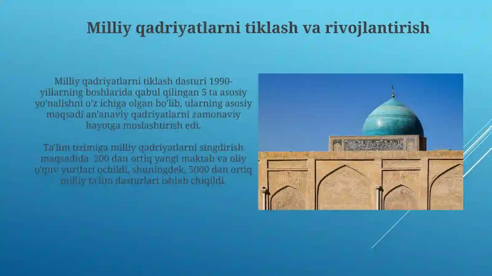 Milliy qadriyatlarni tiklash va rivojlantirish 3