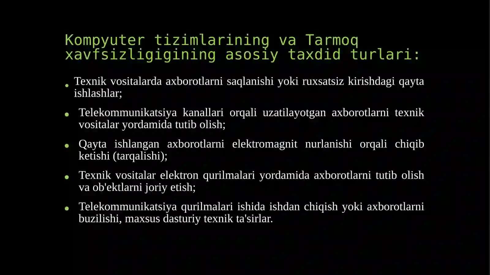 Tarmoq xavfsizligi tarmoqlar va kompyuter tizimlari 3