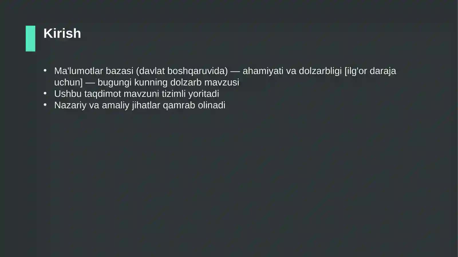 Ma'lumotlar bazasi (davlat boshqaruvida) — ahamiyati va dolzarbligi [ilg'or daraja uchun] 3