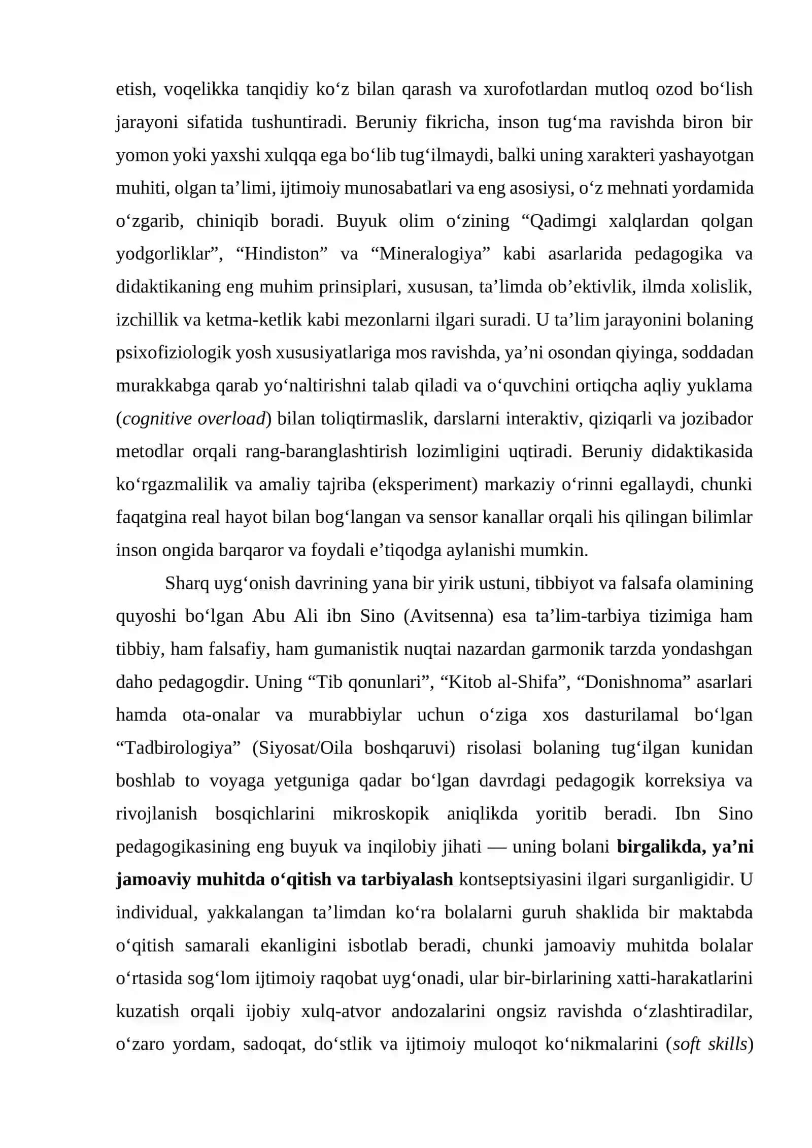 Sharq uyg‘onish davrida pedagogik fikr taraqqiyoti (Abu Rayhon Beruniy, Abu Ali ibn Sinoning talim-tarbiyaga oid qarashlari) 3