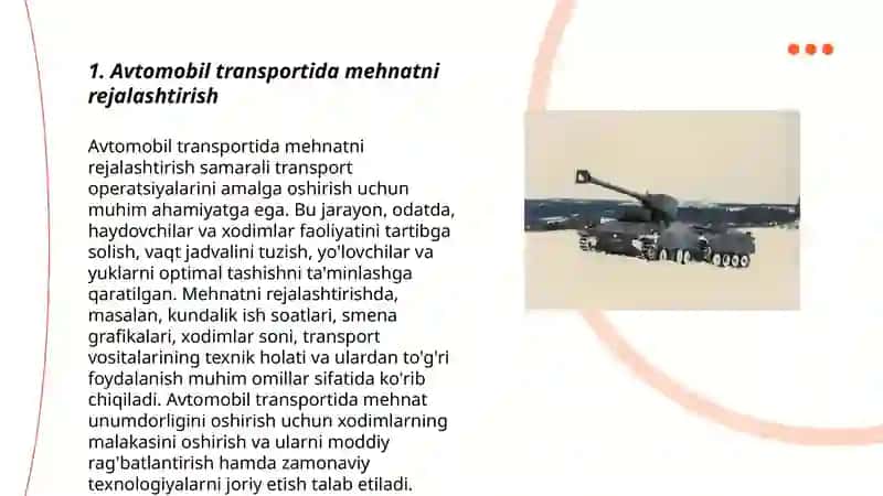 Avtomobil transportida mehnatni tashkil qilish xususiyatlari 3