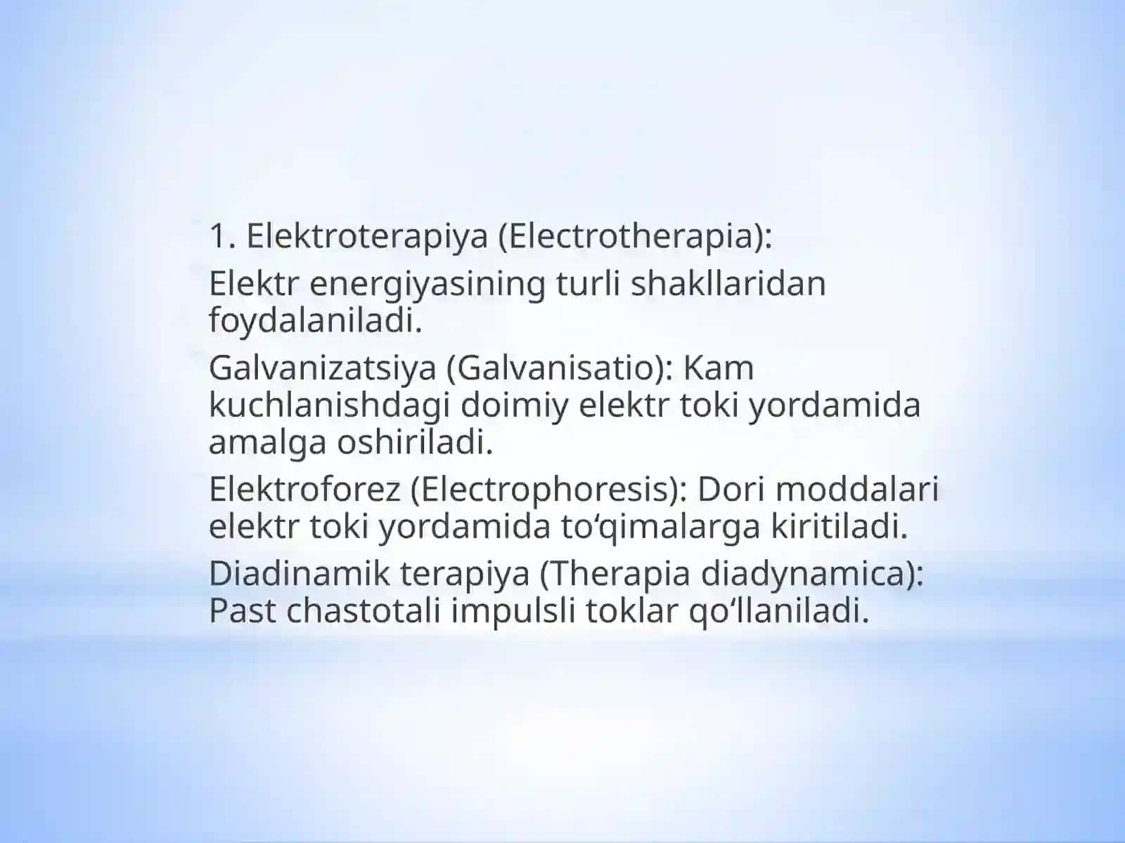 Oftalmologiyada qo‘llaniladigan fizioterapevtik davolash usullari 3