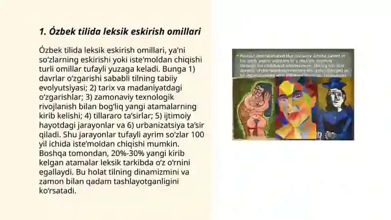 Ózbek tili leksikasida eskirish va yangilanish jarayonlari 3