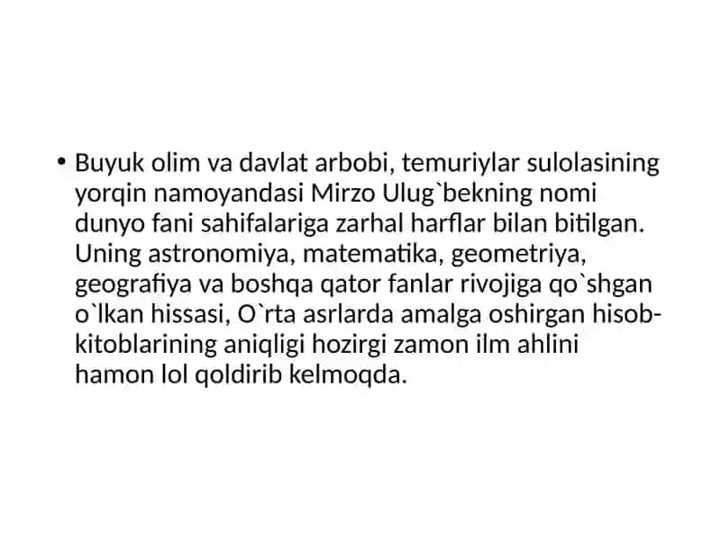 Mirzo Ulug’bekning geografiya faniga qo’shgan hissasi 3