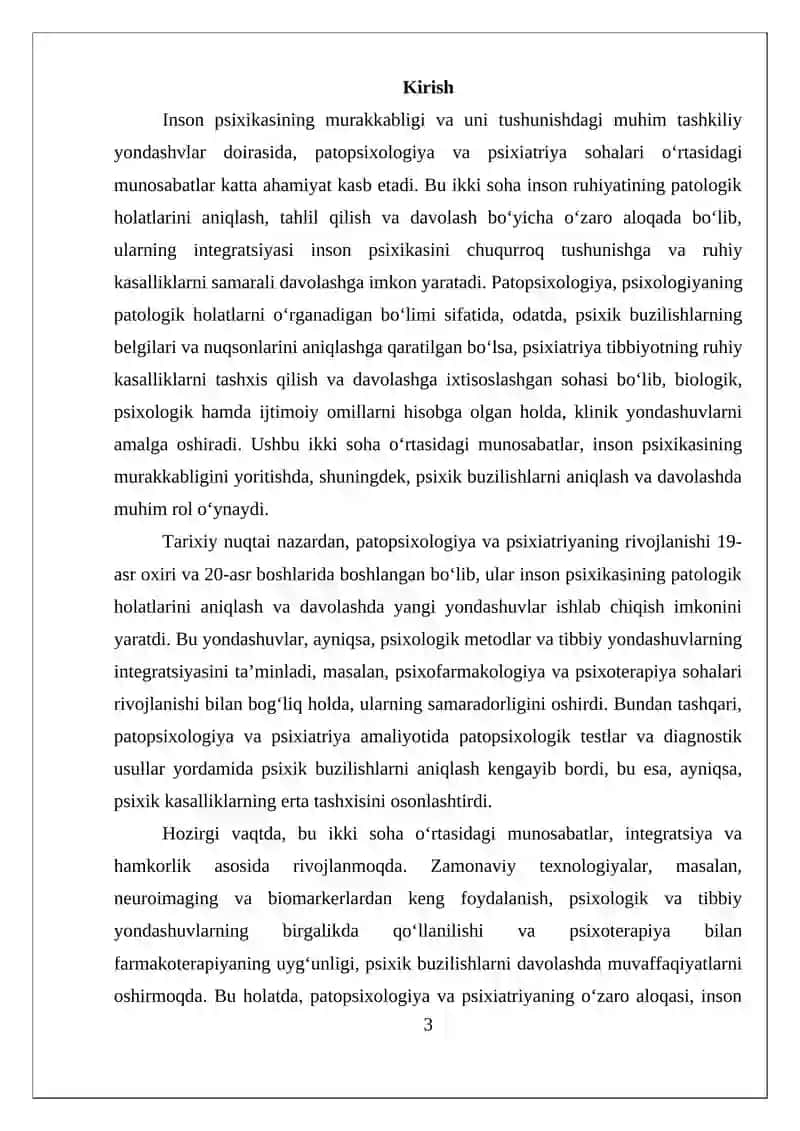 PATOPSIXOLOGIYANING PSIXIATRIYA BILAN BOʻLGAN MUNOSABATI 3
