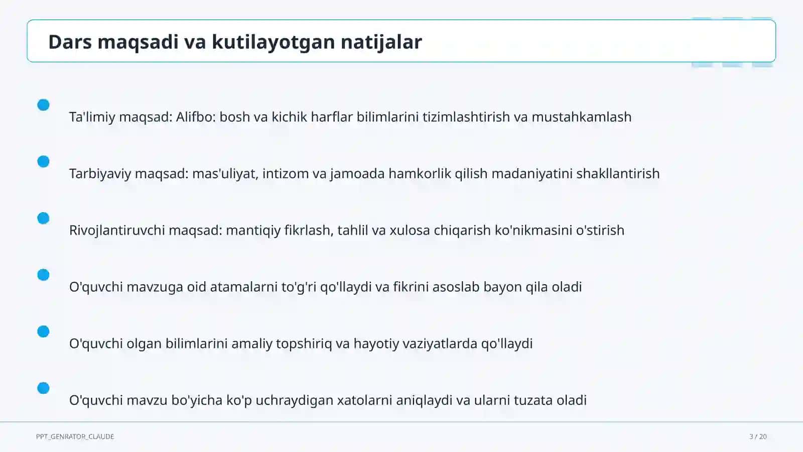 Alifbo: bosh va kichik harflar (1-sinf) 3