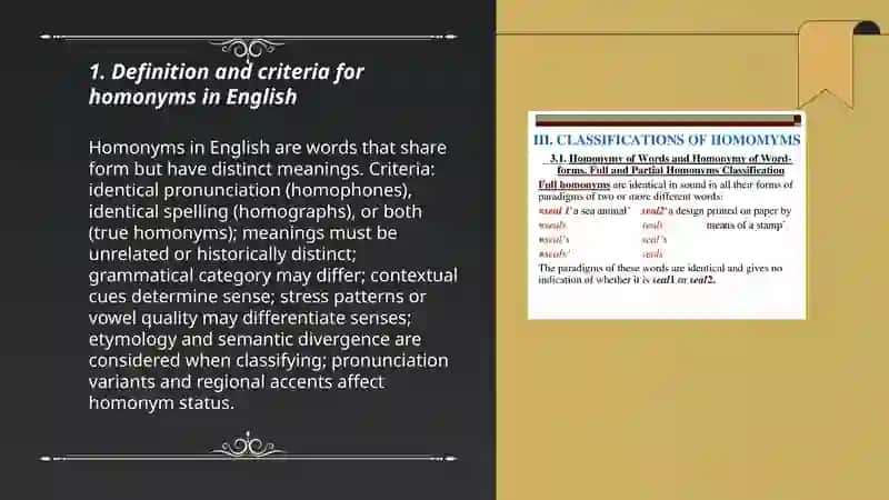 Homonyms and their classification 3