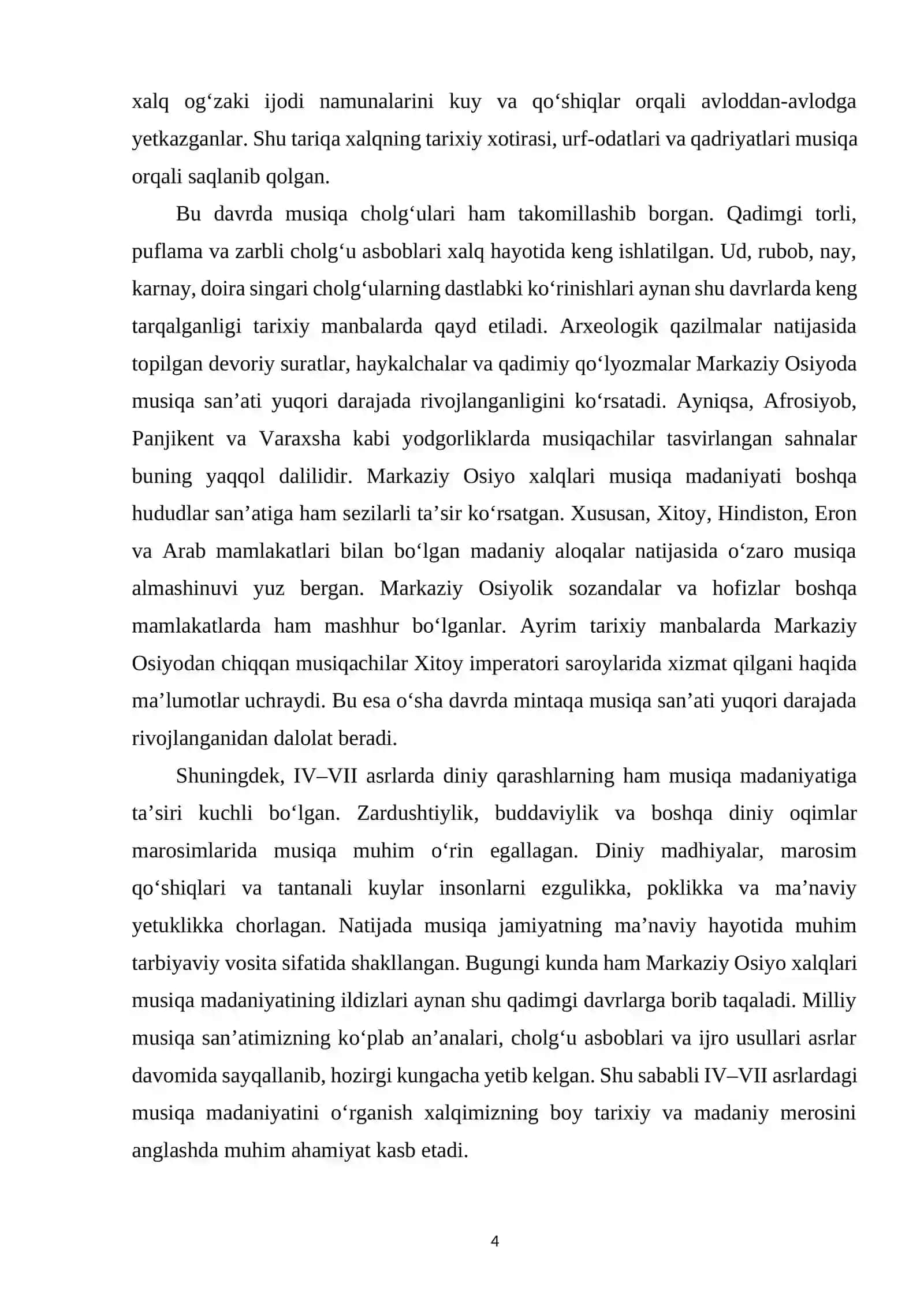 IV-VII ASRLARDA MARKAZIY OSIYO XALQLARINING MUSIQA MADANIYATI 3