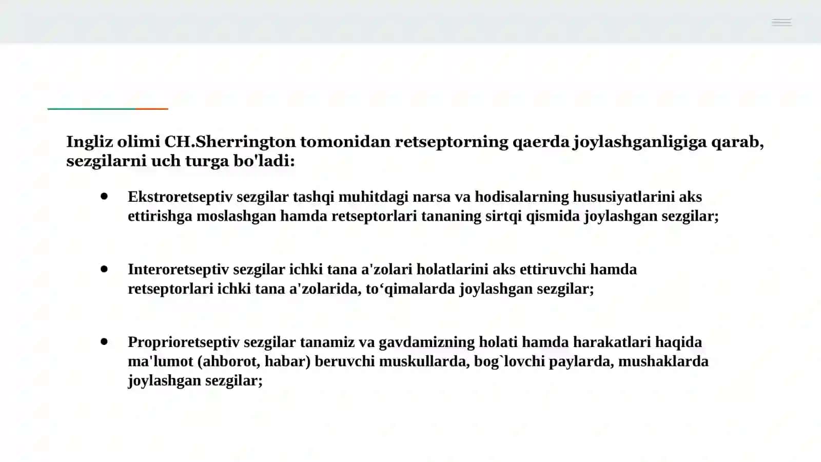 Sezgilar va uning nerv-fiziologik asoslari 3