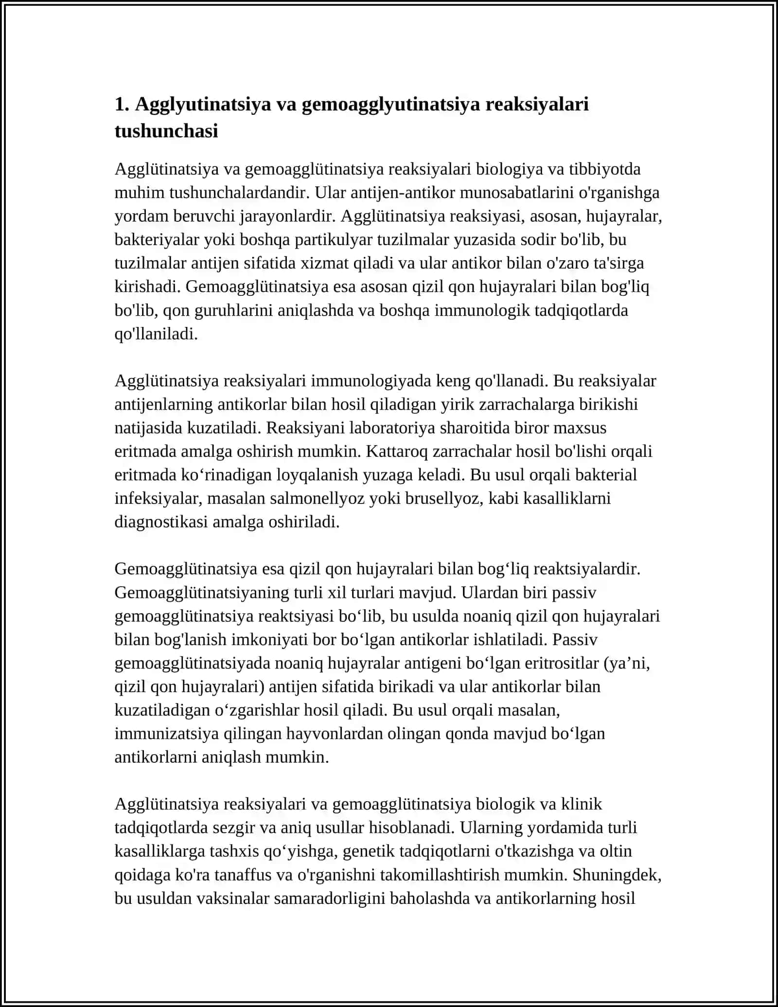 AGGLUTINATSIYA VA GIMOAGGLUTINATSIYA REAKSIYALARINING YUQUMLI KASALLIKLAR DIOGNASTIKASIDA QO’LLANILISHI VA QO’YISH TEXNIKASI 3