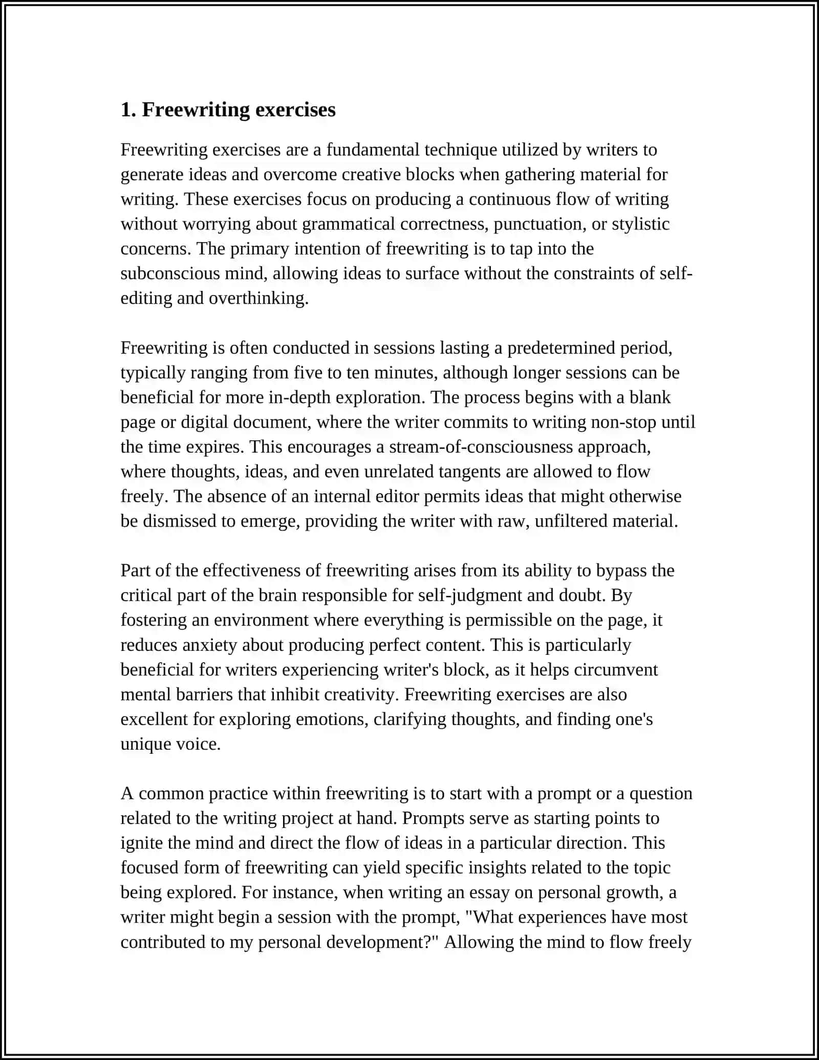 Freewriting exercises 3